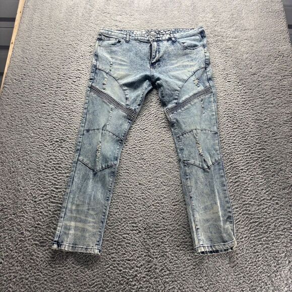 Scoop NYC Other - Scoop Jeans Mens‎ 38x30 Blue Light Wash Cotton Skinny Stretch Distressed